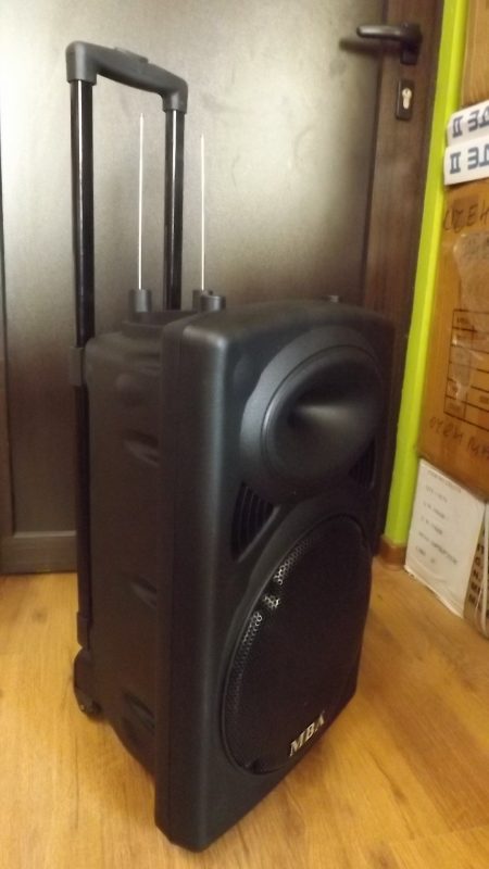 "MBA F-12A" - КАРАОКЕ ТОНКОЛОНА С FM ТУНЕР, BLUETOOTH, БЕЗЖИЧЕН МИКРОФОН, ДИСТАНЦИОННО, ВГРАДЕН АКУМУЛАТОР и MP3 - ОТ SD КАРТА ИЛИ ФЛАШКА